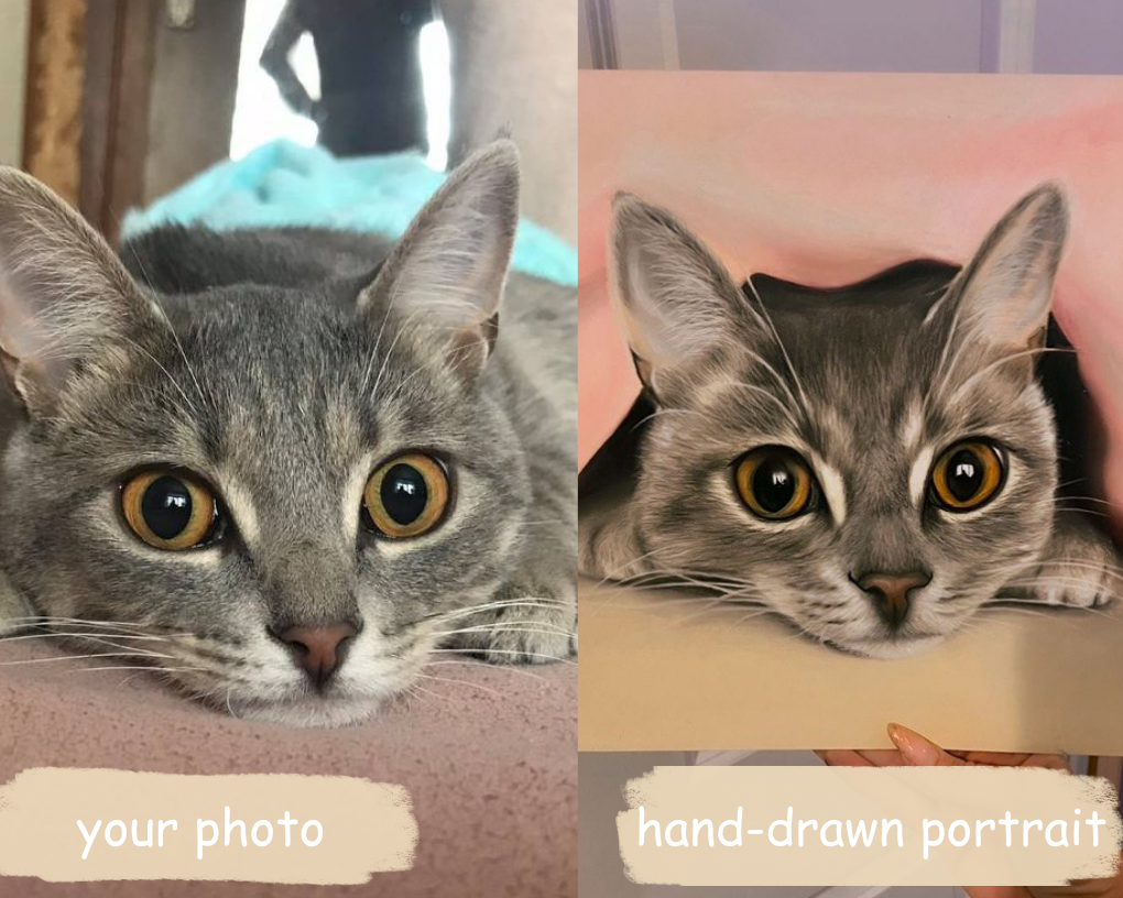 Custom hand-drawn pastel pet portrait 15.5” x 12” created from your photo
