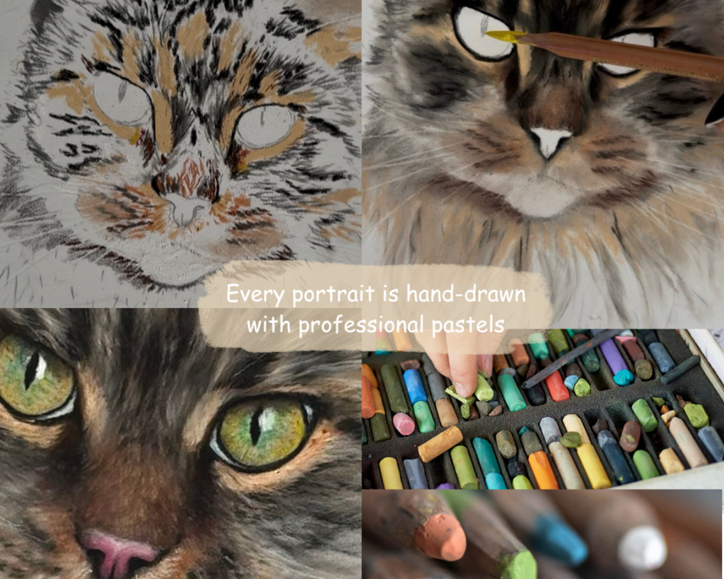 Custom hand-drawn pastel pet portrait  9.5” x 7” created from your photo